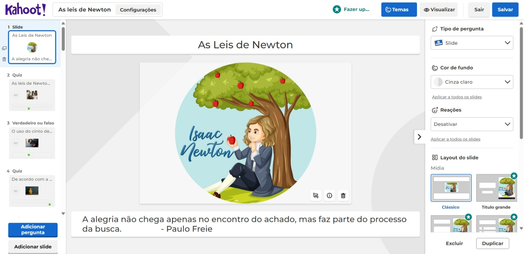 Jogo sobre as Leis de Newton.